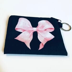 Pink Bow Zipper Pouch Bag Coin Purse